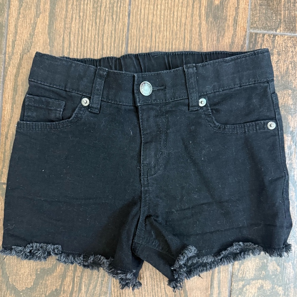 Black Frayed Hem Denim Shorts